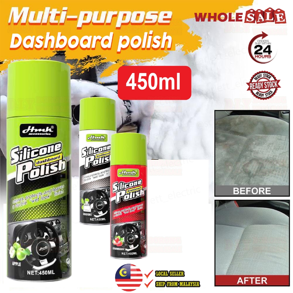 450ml Silicone Dashboard Polish Spray UVCut Glossy Finish Multipurpose