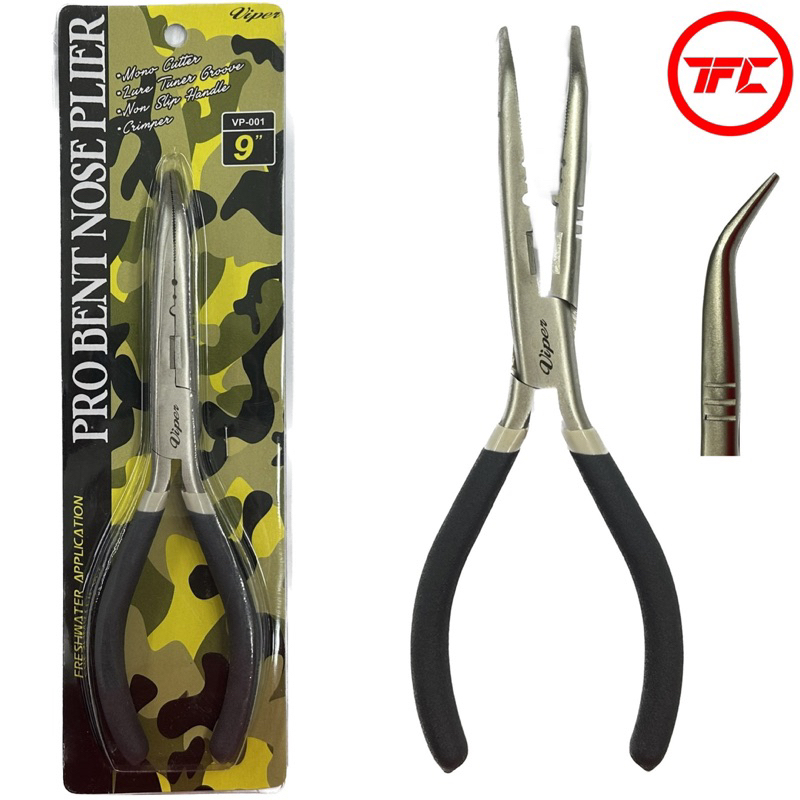 VIPER Pro Series Fishing Plier Bent Nose Split Ring Multifunction Tool ...