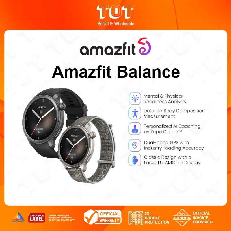 AMAZFIT Balance Smart Watch l AI Fitness Coach l Sleep &Health
