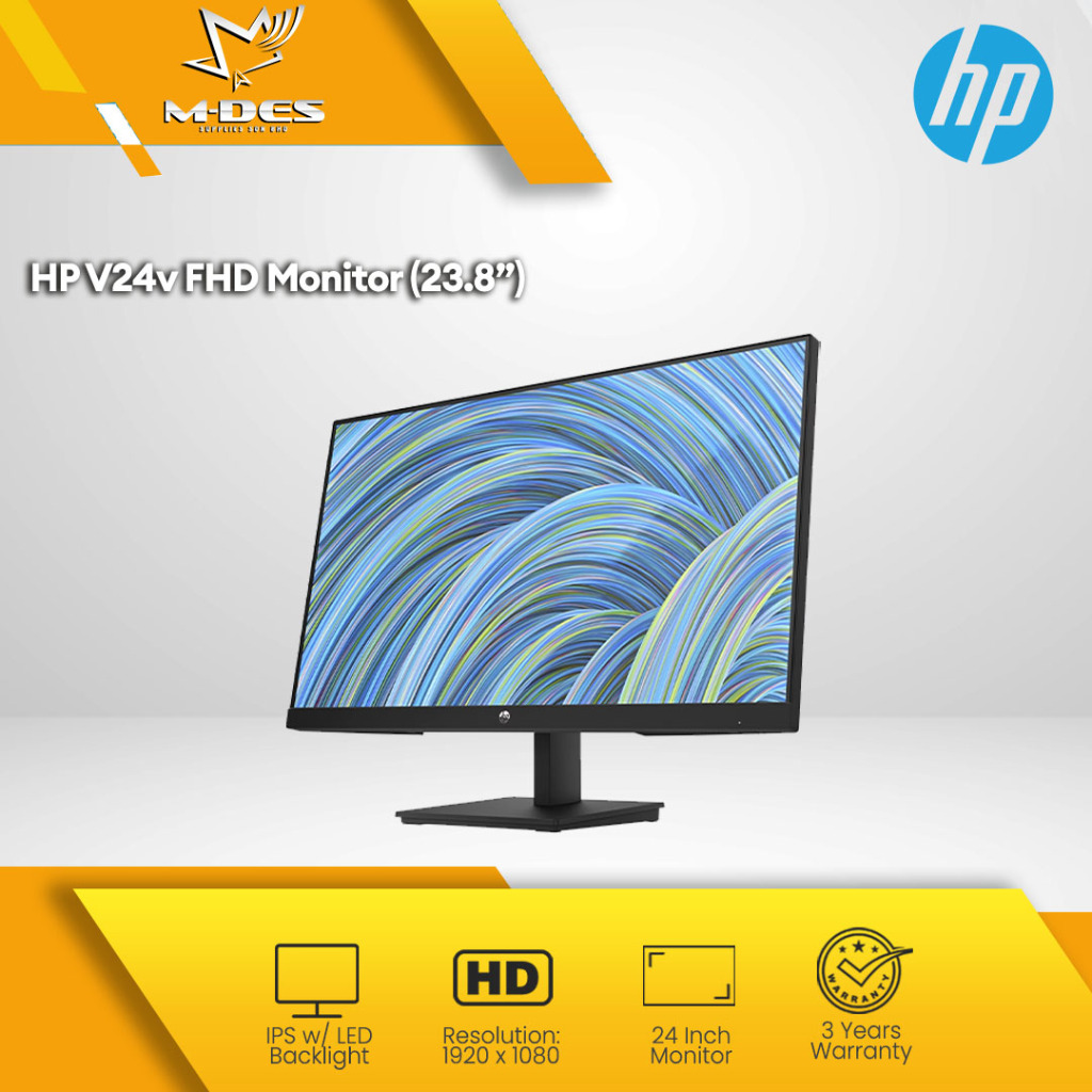 HP V24v G5 FHD Monitor with HDMI Cable (23.8") 65P63AA / 3 years