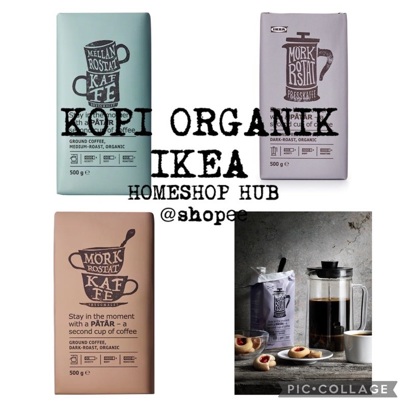 IKEA PATAR Organic Ground Coffee Dark/Medium Roast Arabica Beans 500g