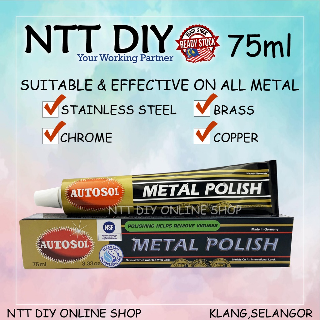 NTT DIY Autosol Metal Polish Paste 75ml (Remove Rust, Oxidation, Stains