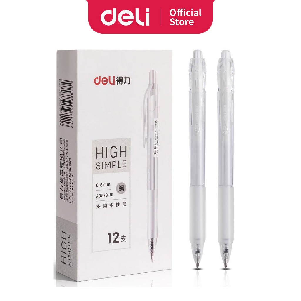 Deli Gel Pen Retractable Black Ink (0.5mm) A057B01 Shopee Malaysia