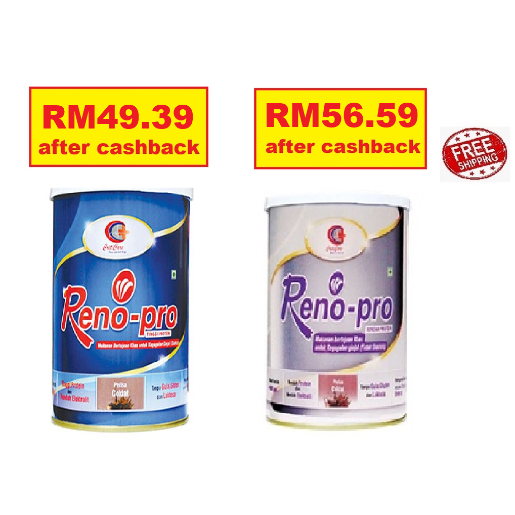 65[RM49.39 after cashback] Renopro Susu Milk Powder Vanilla 400g Low or Reno-Pro High Protein and Cr