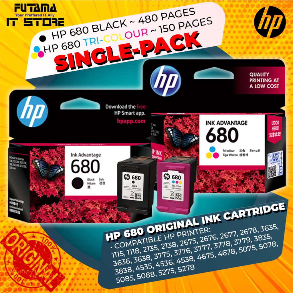 🔥HOT SELLING🔥HP 680 Ink Cartridge Black/Color (480/150pgs) - For 2135 ...