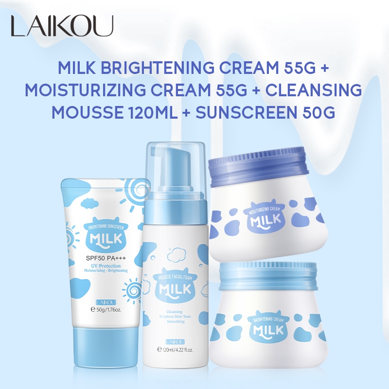 LAIKOU Milk Sunblock SPF50 Sunscreen Set Brightening Moisturizer Face ...