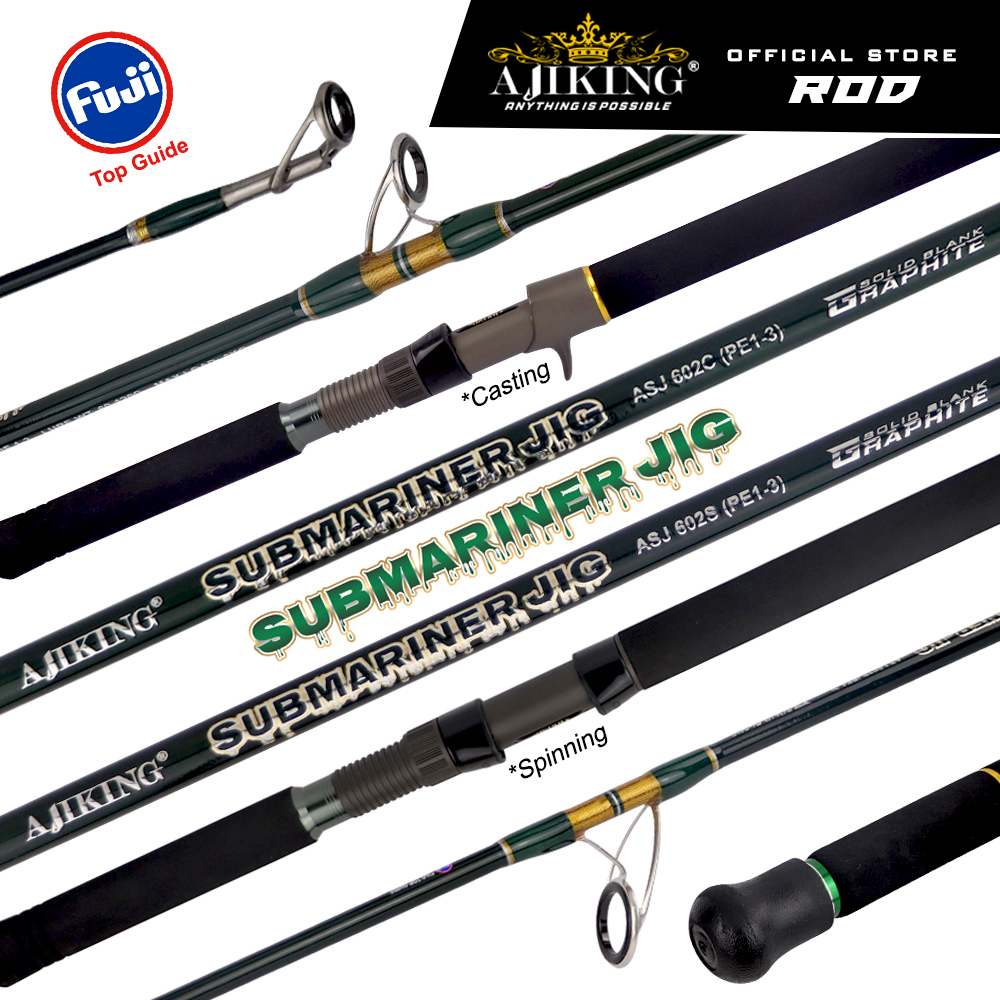 Ajiking Submariner Jig Casting Spinning Fishing Rod 8kg Max Load Fuji