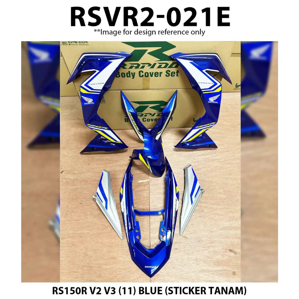 Rapido Cover Set Honda RS150R V2 V3 (11) Blue Black Tanam Sticker