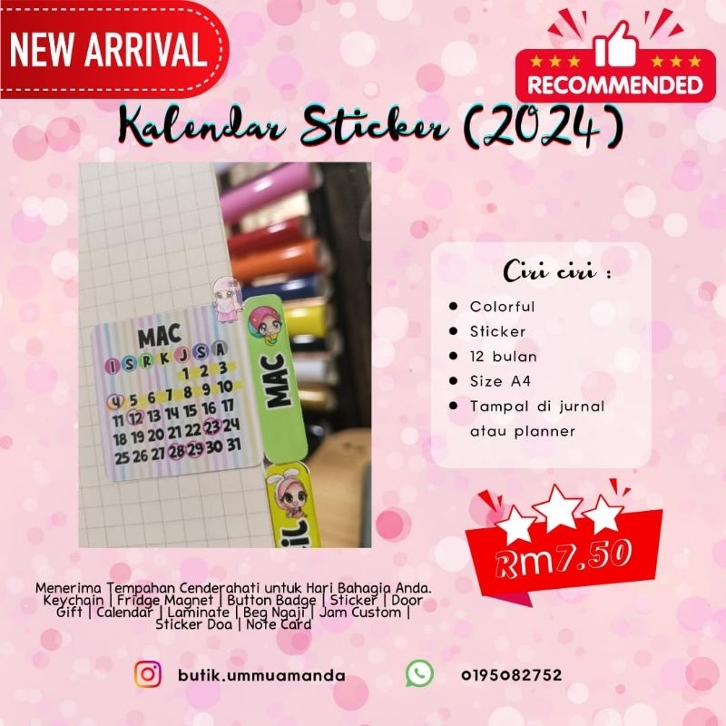 Sticker Calendar 2024 Shopee Malaysia