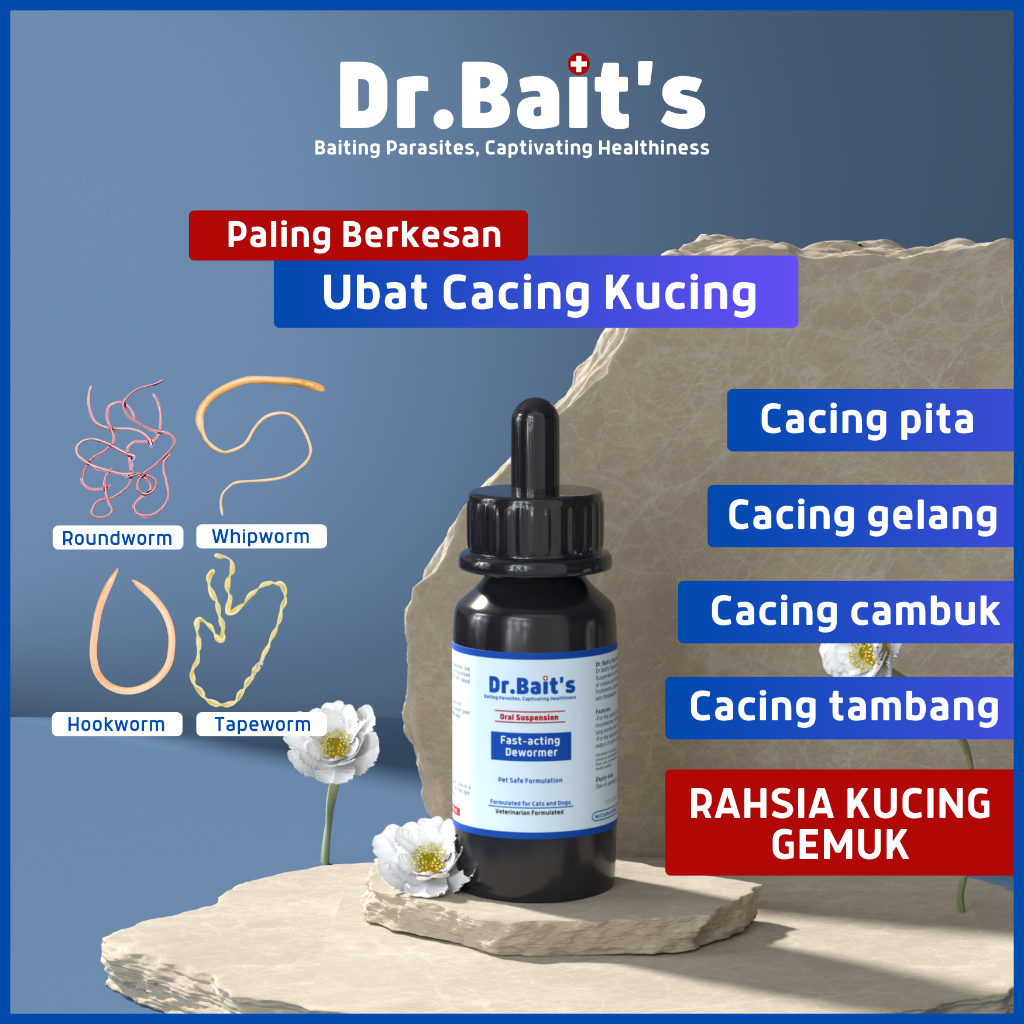 Dr.Bait’s Pet Dewormer Suspension Ubat Cacing Kucing Kucing Kurus ...