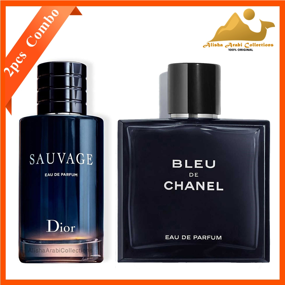 💯% Combo 2pcs Sauvage EDP 100ml + Bleu De Chanel EDP 100ml (Perfume For  Men)