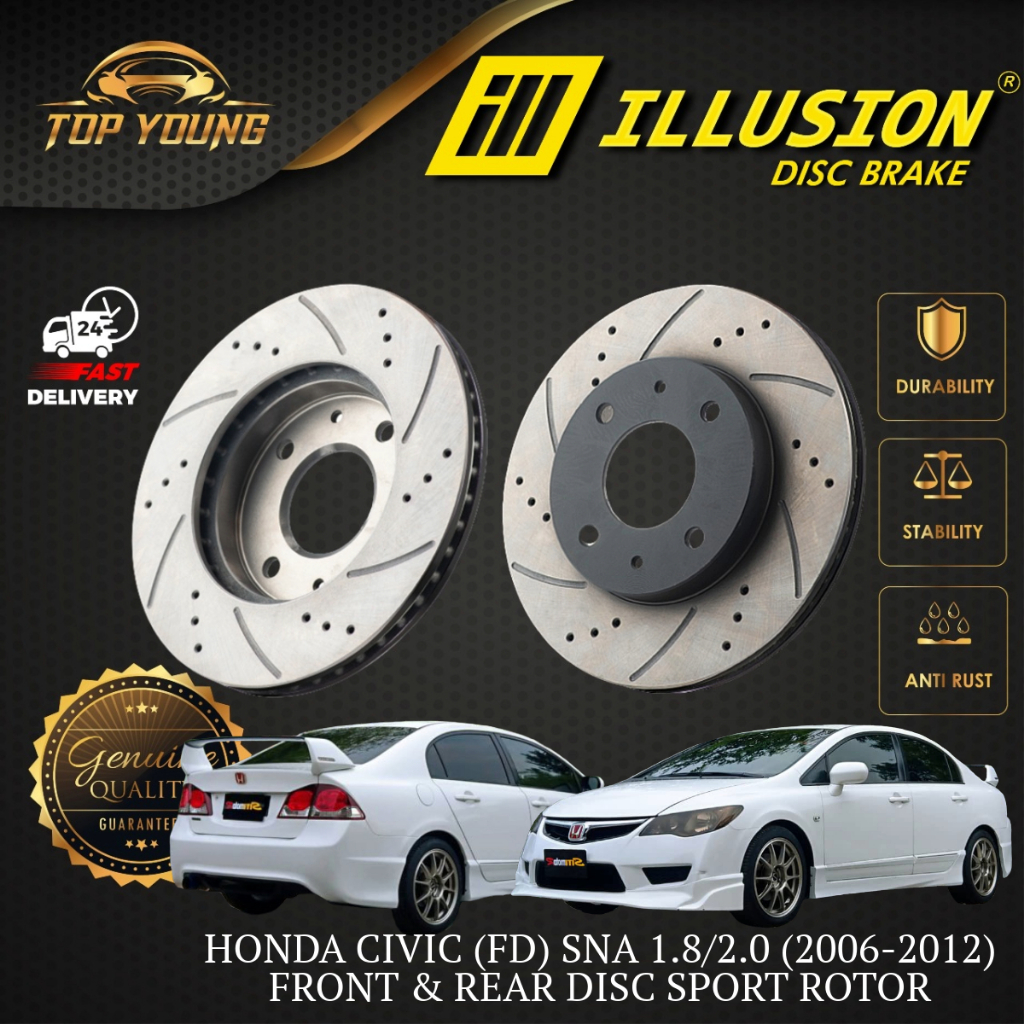 HONDA CIVIC SNA (2006 - 2012) (FD) 1.8/2.0 FRONT & REAR DISC ROTOR ...