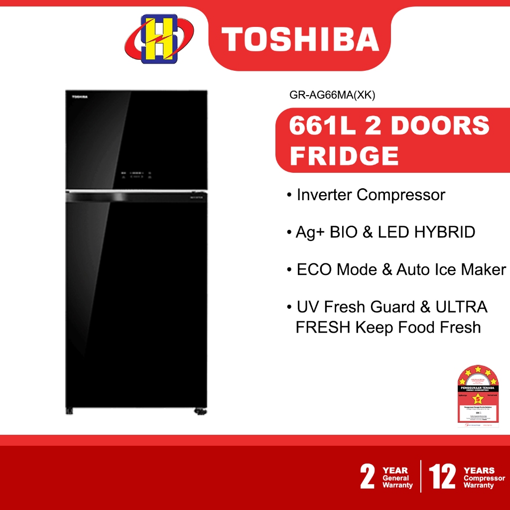 Toshiba Refrigerator (661L) Inverter Auto Ice Maker 2Door Fridge GR
