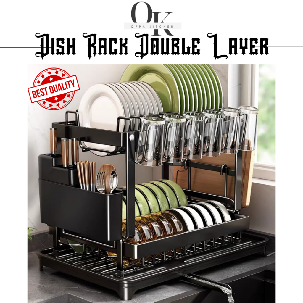 Dish Rack Two layer Multi-Functional Kitchen Organizer Bowl Plate ...