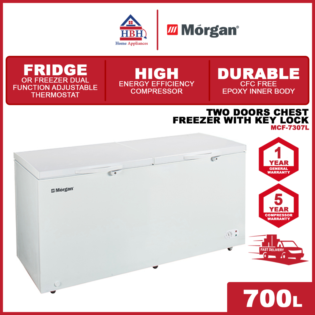 MCF7307L 700L CFC Free Two Door Key Lock Chest Freezer MCF7307L