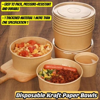 1500ml Paper Bowl Biodegradable Paper Lunch Box Portable Food Container  Disposable Eco Friendly Food Packaging Kraft Salad Bowl with Lid - China  Paper Bowl and Disposable Food Container price