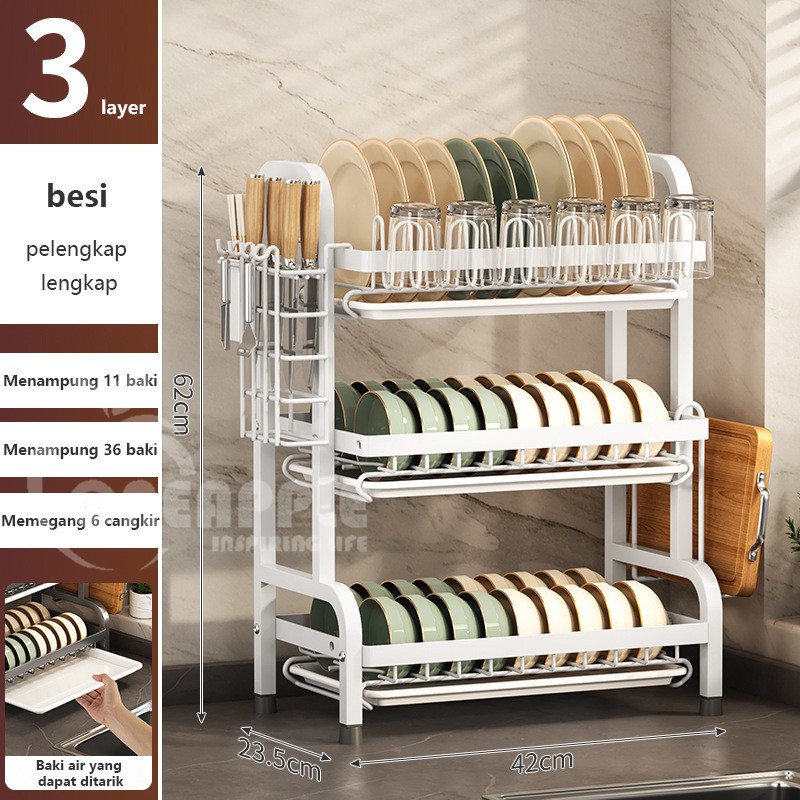 UPGRADE VERSION 2L & 3L Stainless Steel Kitchen Dish Drainer Rack with ...