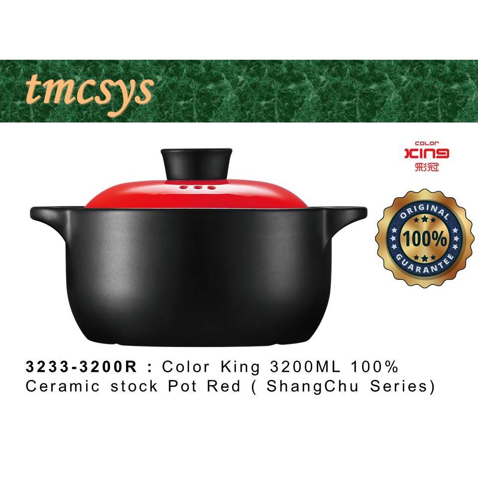 Color King 3200ML 100% Ceramic stock Pot Red (ShangChu Series) 3233 ...
