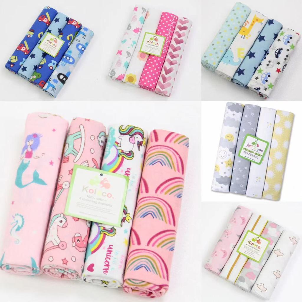 4pcs Baby Swaddle Baby Blanket Bedung Bayi Newborn Kain Swaddle Cotton ...