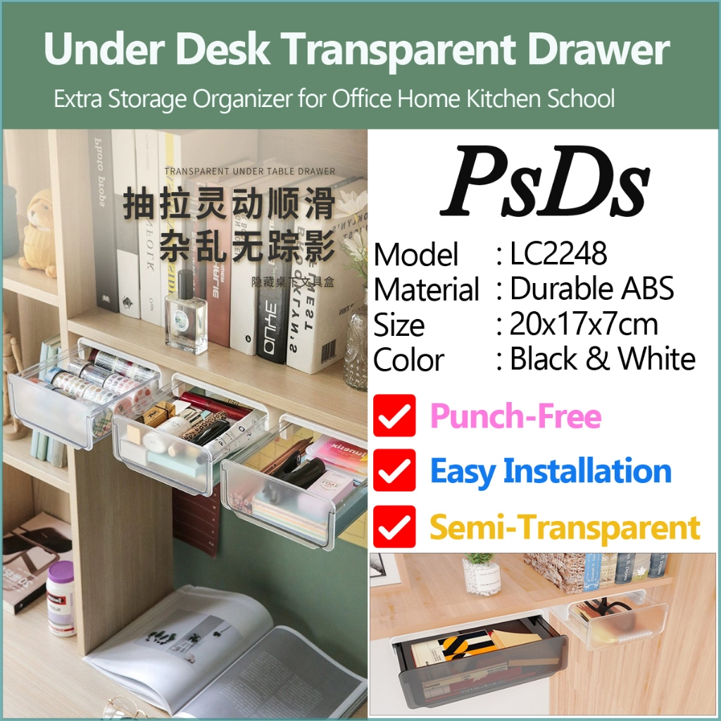 Creative 3M Self adhesive Easy Installation Add-on Under Desk Storage ...