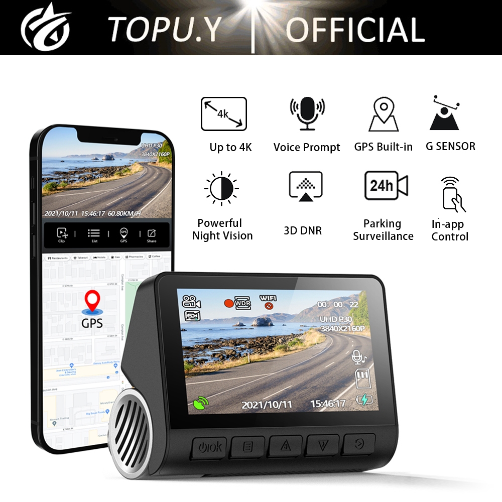 70mai 4K Dash Cam Dual lens Car Recorder with GPS 3D DNR Super Night