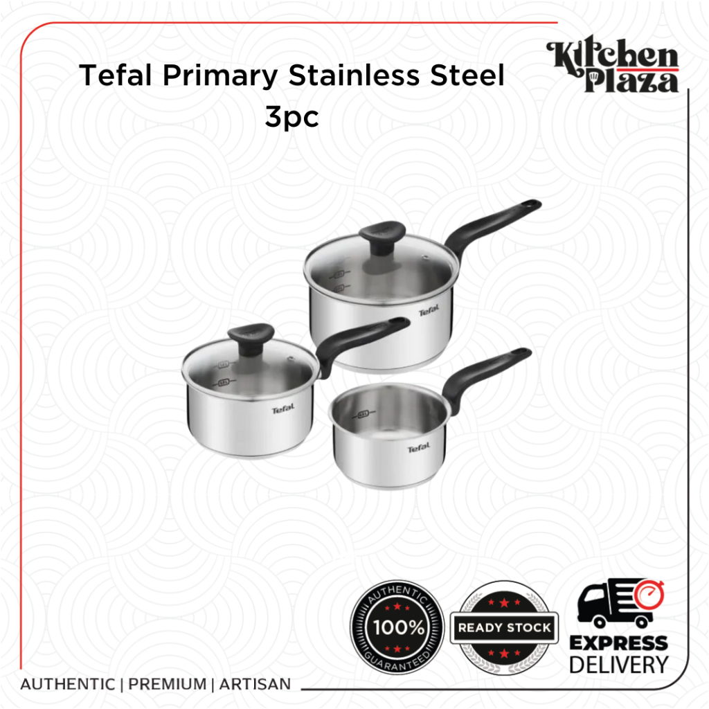 Tefal Primary Stainless Steel3pcs Saucepan Set | Shopee Malaysia