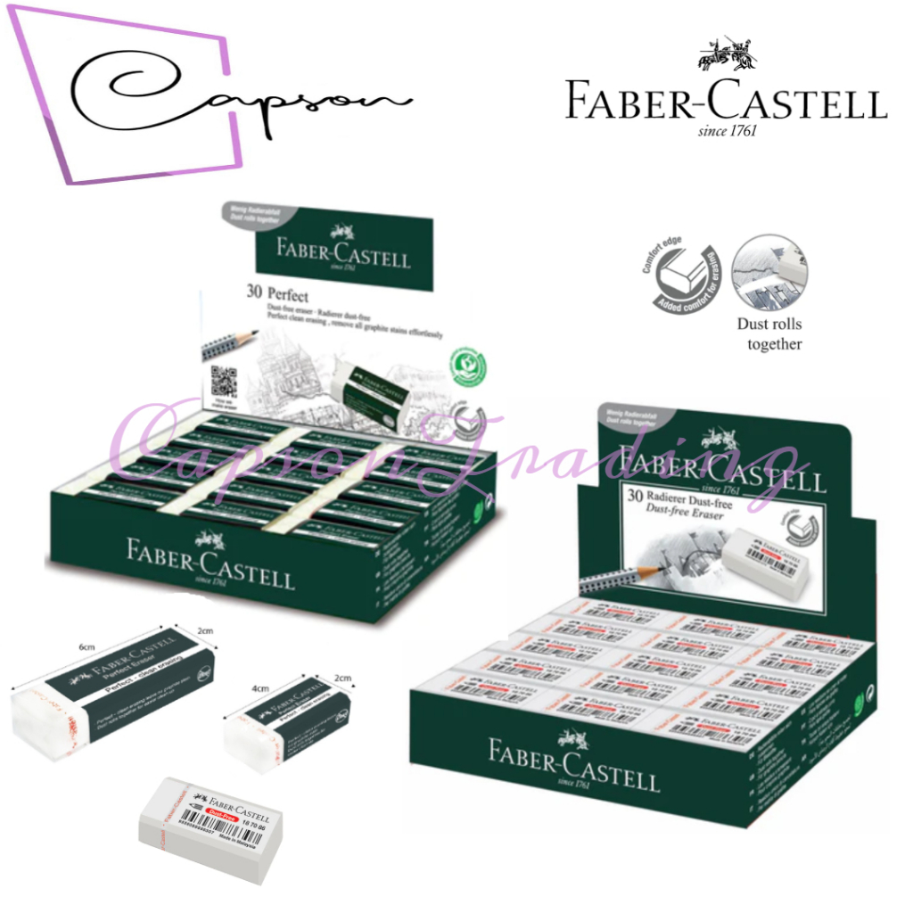 Faber-Castell - Gomma da cancellare, 6er Etui + Radierer + Doppelspitzdose, bianco, 1