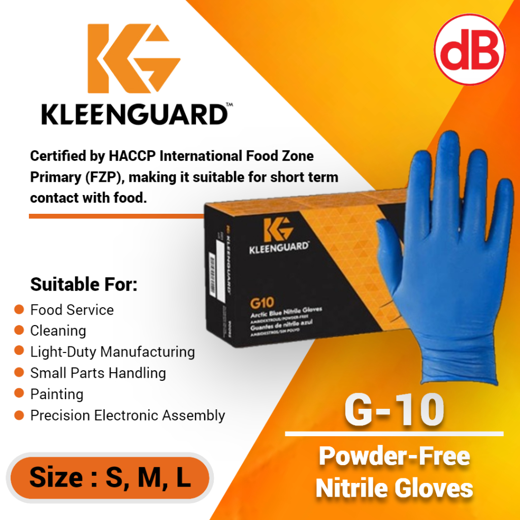 ( READY STOCK ) KleenGuard G10 Blue Nitrile Hand Gloves (PowderFree