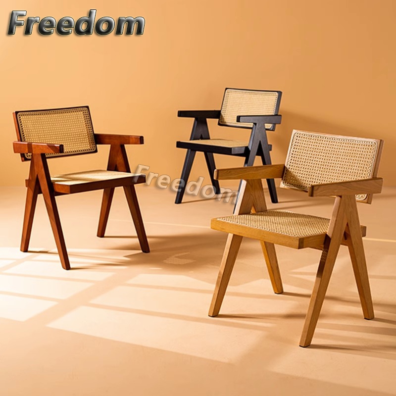 Freedom wooden dining chair rattan chair arm chair living room balcony ...