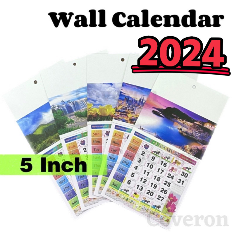 5 Inch Wall Calendar 2024 / Kalendar Dinding 2024 / Horse Carlendar