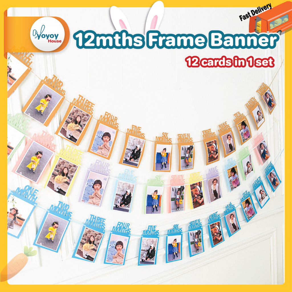 (Yoyoy) Photo Frame Banner Hanging Flag Baby Monthly Milestone Card ...