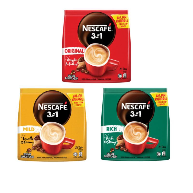 [FREE SHIPPING WM] Nescafe 3in1 Original , Mild , Rich (18g X 25's ...