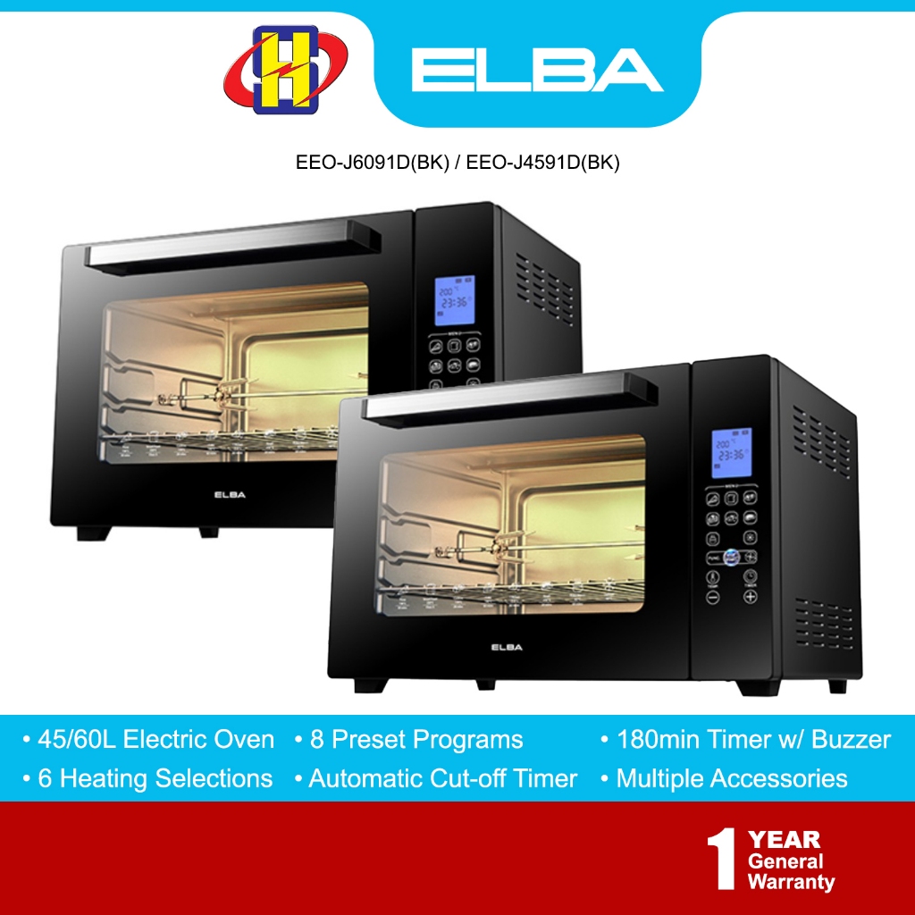 Elba Electric Oven (45L/60L) 8 Preset 6 Heating Selections Grill