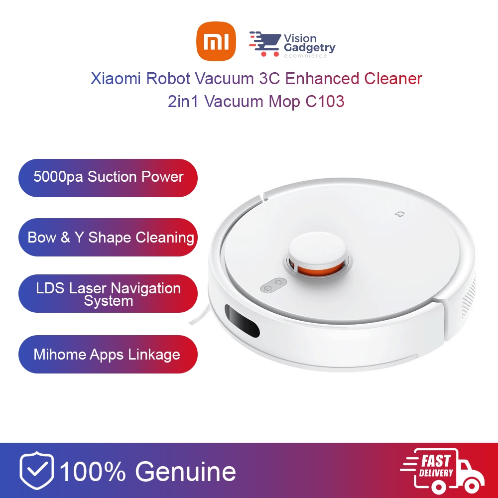 Xiaomi Robot Vacuum 3C Enhanced Cleaner 2in1 Vacuum Mop 5000pa C103 ...