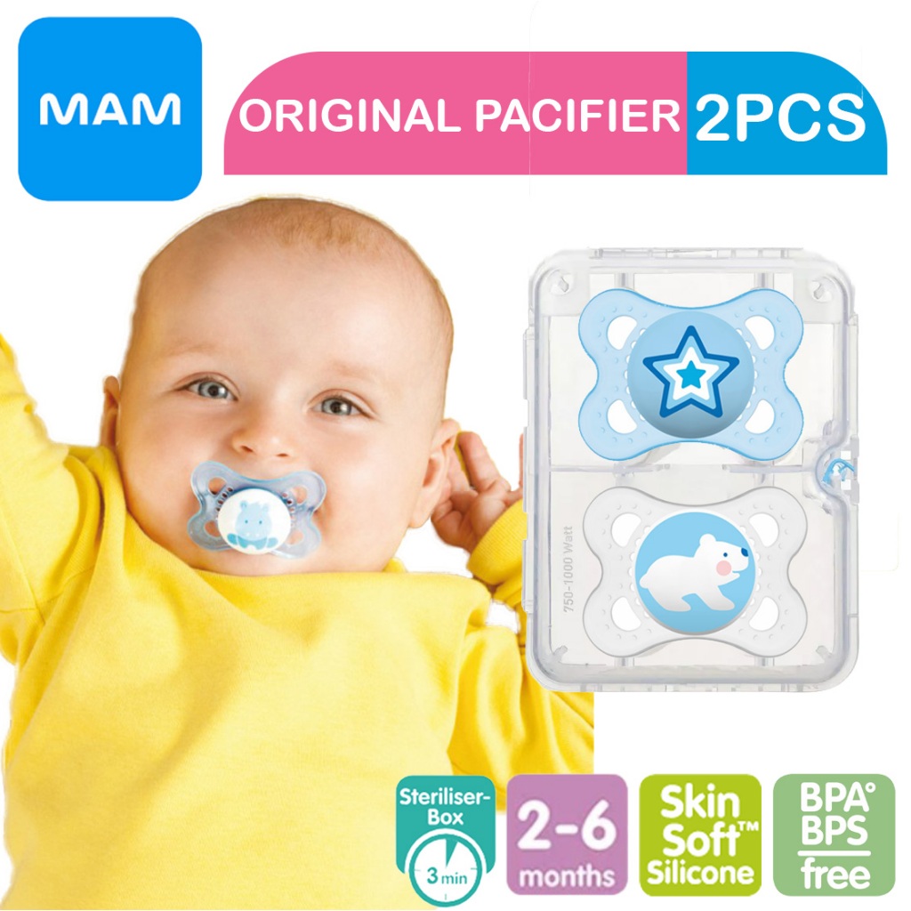 MAM Pacifier Original Orthodontic, Baby 26 months with Travel Case Box 2Piece Pack (A112