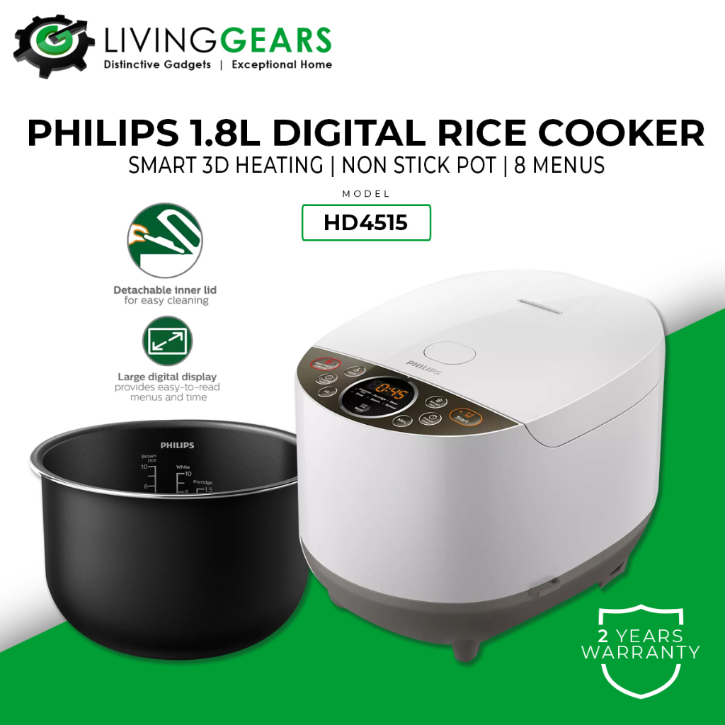 Philips 1.8L Digital Fuzzy Logic Rice Cooker HD4515 (HD4515/63