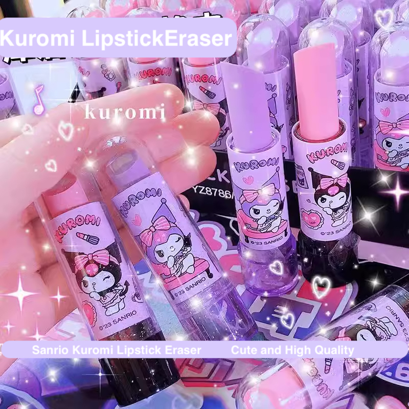Cute Kuromi Eraser Hello Kitty Eraser Cute Stationery Lipstick Eraser