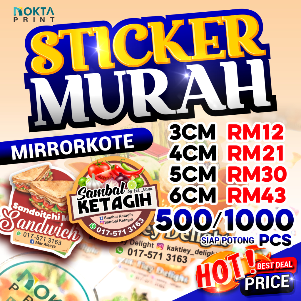 🔴500pcs/1000pcs🔴STICKER LABEL PRODUK | STICKER MURAH | 3CM/4CM/5CM/6CM ...