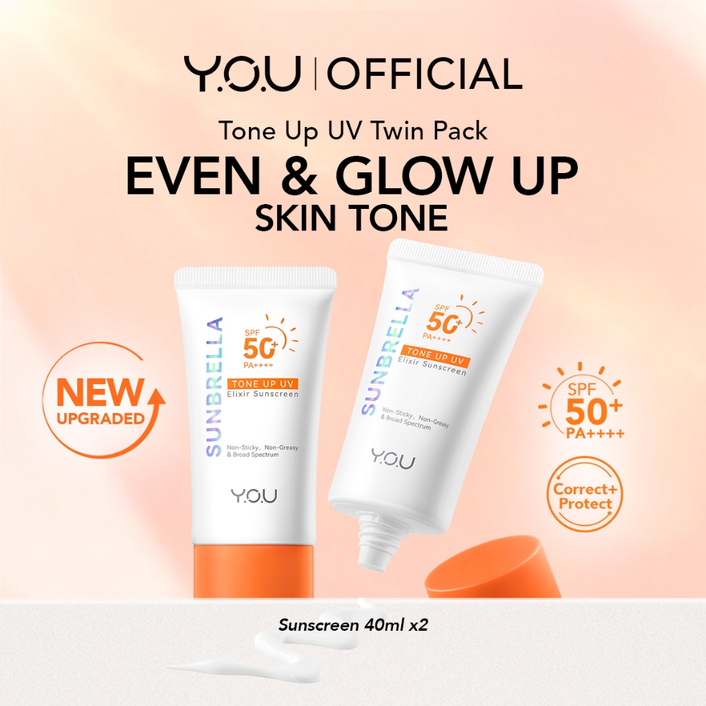 YOU Sunbrella Tone Up UV Sunscreen SPF 50+ PA++++ Twin Pack Hyaluronic ...