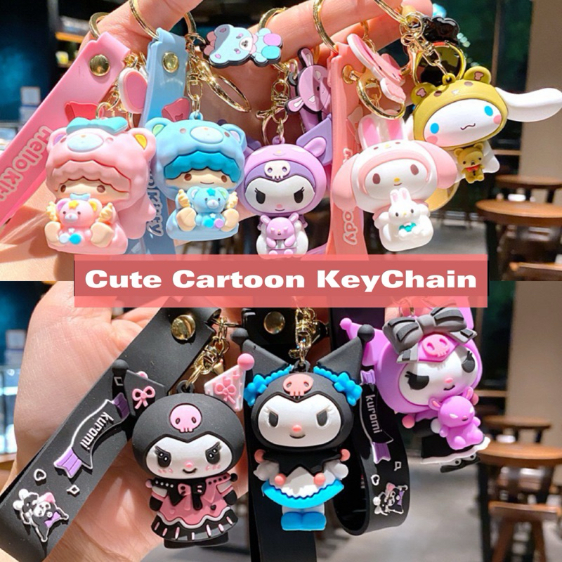 Cute Cartoon Keychain Hello Kitty Lina Bell Sanrio Anime Cartoon Melody ...