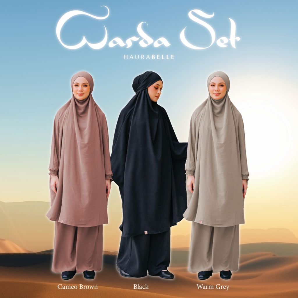 Warda Set Haurabelle Baju Umrah Cey Crepe Ironless Ready Stock | Shopee ...