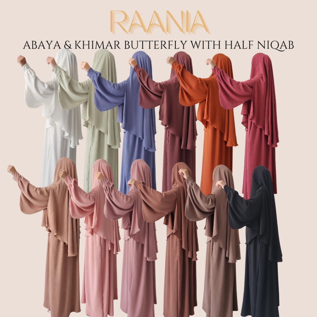 NIQABBIA RAANIA ABAYA & FRENCH KHIMAR 1 LAYER (FREE HALF NIQAB ...
