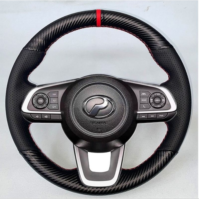 Perodua Ativa Myvi G3 2022 Axia 2023 Carbon Design Leather Suede Car Jahit Steering Cover Wrap Self DIY Sewing Shopee Malaysia