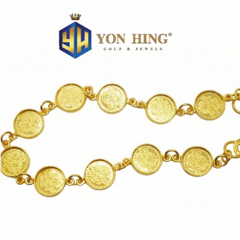 Rantai Tangan Syiling Bunga Raya Baby Budak Emas 916 Yon Hing | Shopee ...