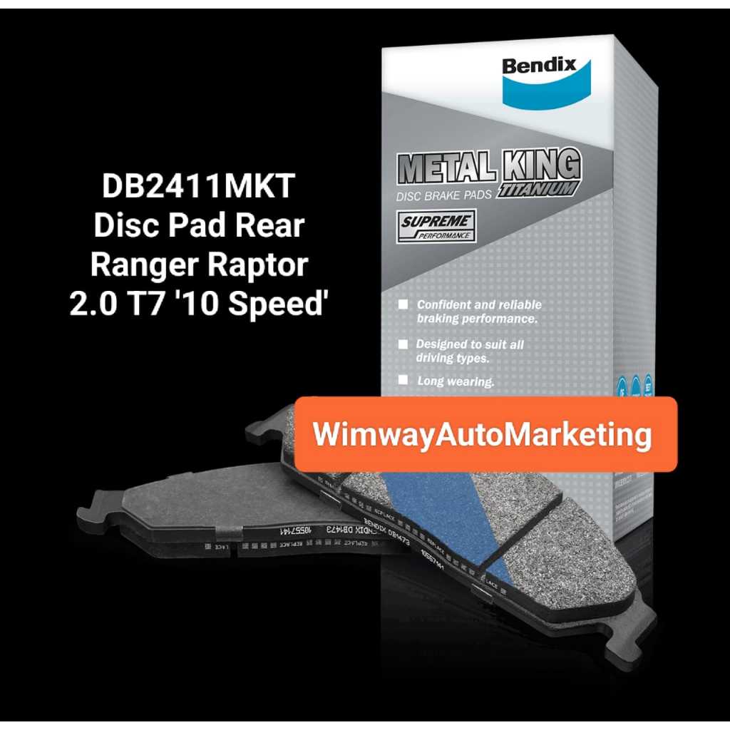 DB2411MKT FORD RANGER RAPTOR 2.0 T7 '10SPEED' REAR DISC PAD [ BENDIX ...