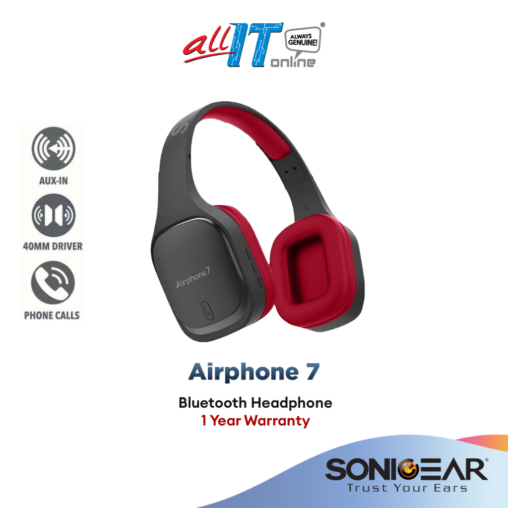 SonicGear Airphone 7 Bluetooth Headphones with Mic Ultra Long Play Time Up To 10 Hours