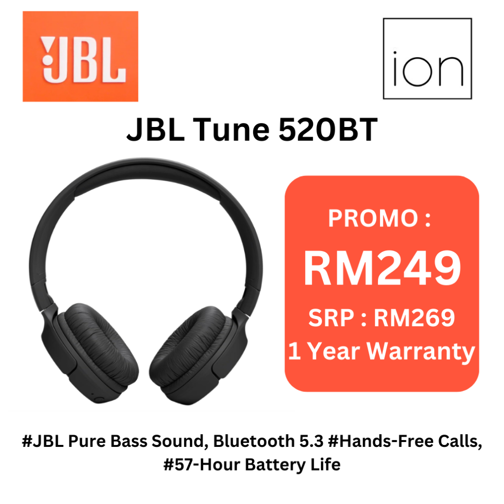 Audifonos Bluetooth JBL 5.3 Pure Bass Sound Tune 520BT Negro JBL