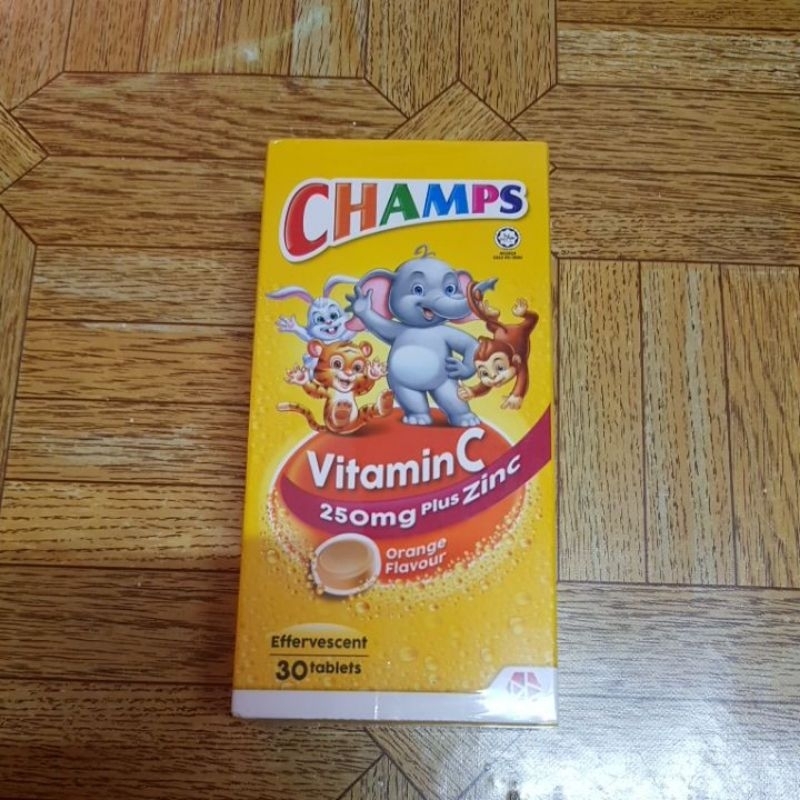Champs Vitamin C 250mg + Zinc Effervescent Tablets 30s (Orange Flavour
