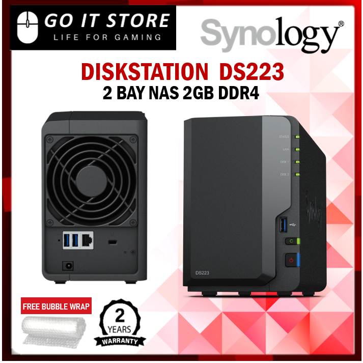 Synology DS223 NAS DiskStation 2-Bays with Quad Core CPU, 2GB Memory, 2 ...
