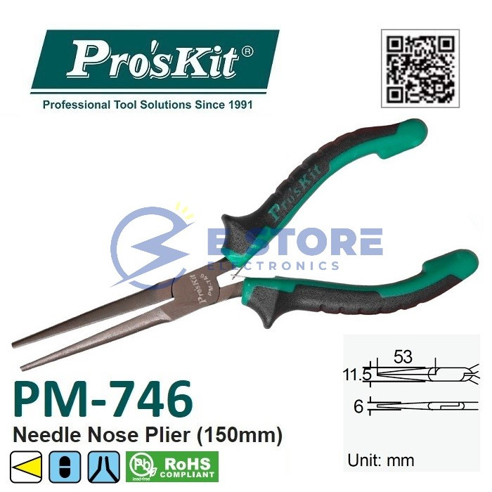 Pro'sKit PM-746 Needle Nose Plier (150mm)